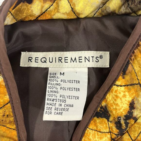 Requirements Lined Quilted Gold Brown Animal Abstract Print Button Jacket Medium - Picture 4 of 10